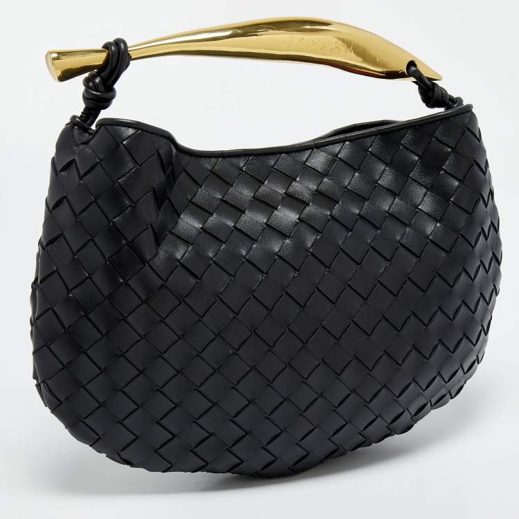 Pre Owned Bottega Veneta Black Intrecciato Leather Small Sardine Hobo