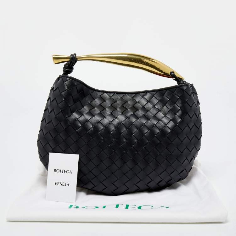 Pre Owned Bottega Veneta Black Intrecciato Leather Small Sardine Hobo