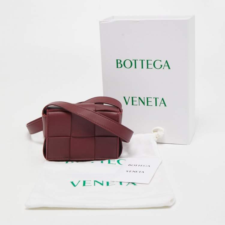 Pre Owned Bottega Veneta Burgundy Intrecciato Leather Mini Candy Cassette Crossbody Bag