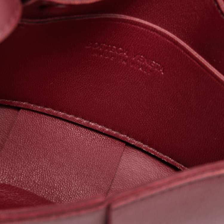 Pre Owned Bottega Veneta Burgundy Intrecciato Leather Mini Candy Cassette Crossbody Bag