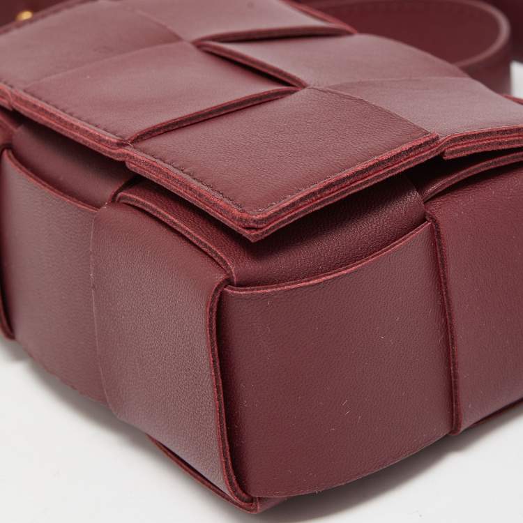 Pre Owned Bottega Veneta Burgundy Intrecciato Leather Mini Candy Cassette Crossbody Bag