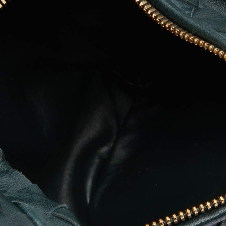 Pre Owned Bottega Veneta Dark Green Intrecciato Leather Mini Jodie Hobo