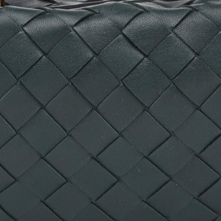 Pre Owned Bottega Veneta Dark Green Intrecciato Leather Mini Jodie Hobo