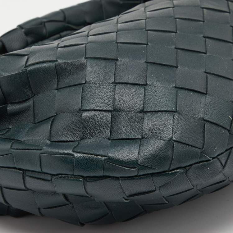 Pre Owned Bottega Veneta Dark Green Intrecciato Leather Mini Jodie Hobo