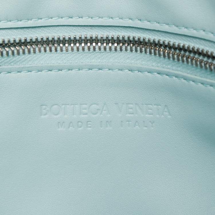 Pre Owned Bottega Veneta Pale Blue Intrecciato Leather Cassette Shoulder Bag