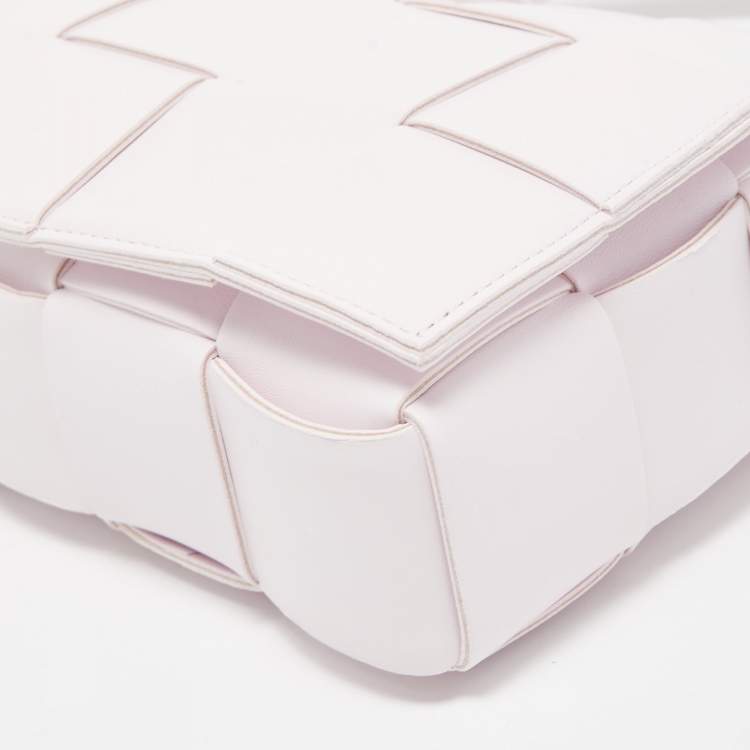 Pre Owned Bottega Veneta Light Pink Intrecciato Leather Cassette Shoulder Bag
