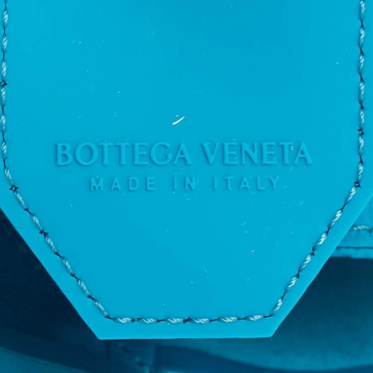Pre Owned Bottega Veneta Teal Blue Intrecciato Leather Mini Cassette Belt Bag