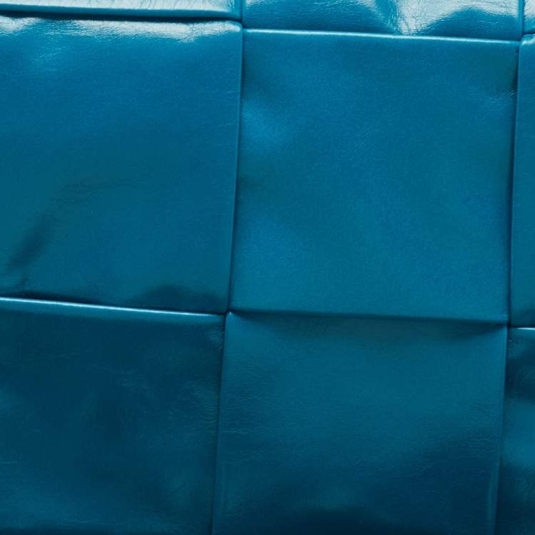 Pre Owned Bottega Veneta Teal Blue Intrecciato Leather Mini Cassette Belt Bag