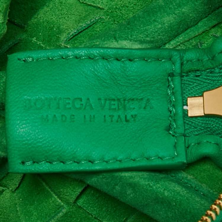 Pre Owned Bottega Veneta Lime Green Intrecciato Leather Mini Loop Camera Crossbody Bag