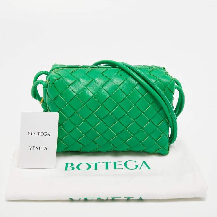 Pre Owned Bottega Veneta Lime Green Intrecciato Leather Mini Loop Camera Crossbody Bag