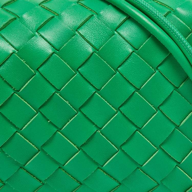Pre Owned Bottega Veneta Lime Green Intrecciato Leather Mini Loop Camera Crossbody Bag