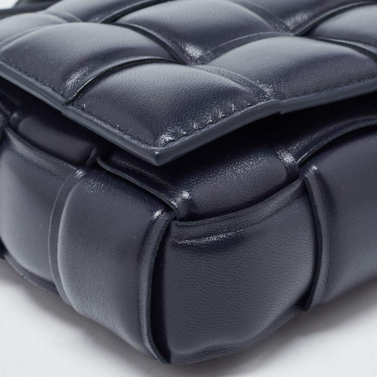 Pre Owned Bottega Veneta Dark Blue Padded Leather Cassette Crossbody Bag