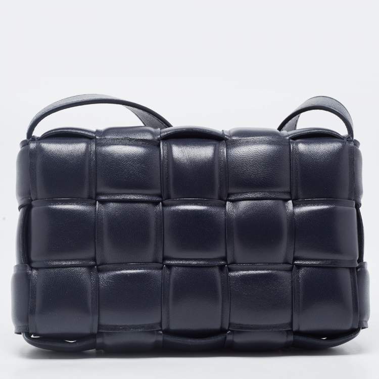 Pre Owned Bottega Veneta Dark Blue Padded Leather Cassette Crossbody Bag
