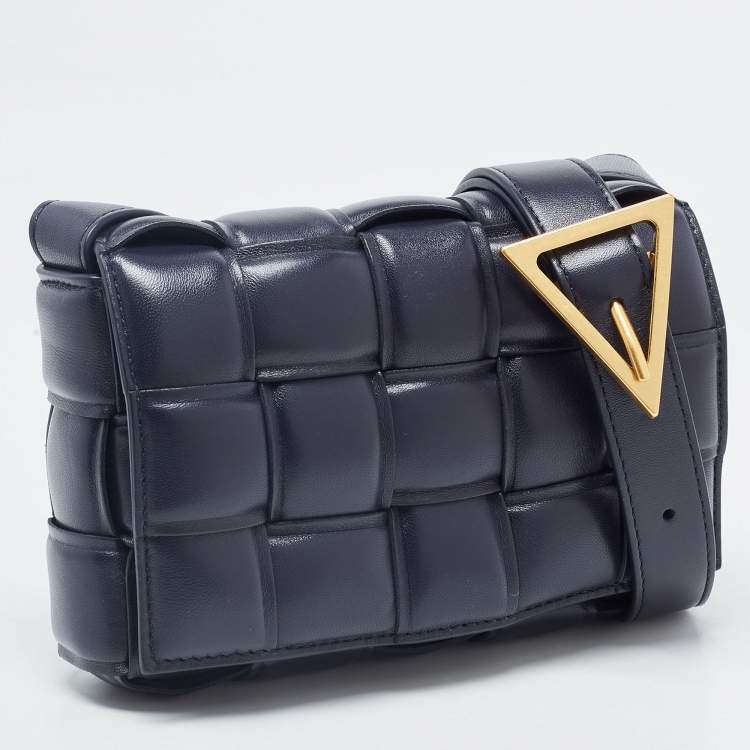 Pre Owned Bottega Veneta Dark Blue Padded Leather Cassette Crossbody Bag