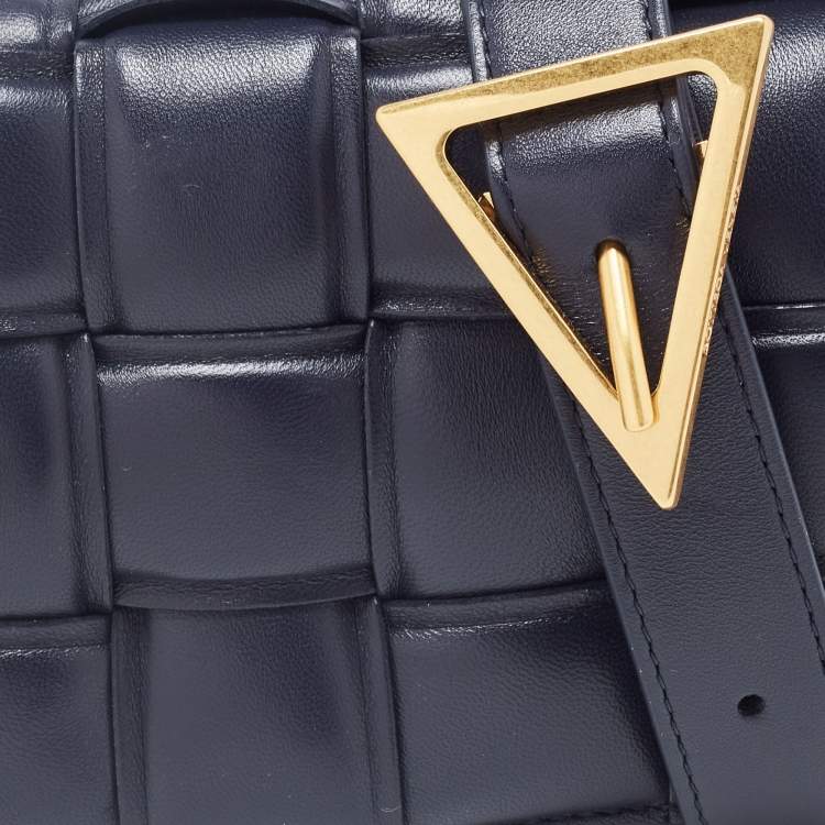 Pre Owned Bottega Veneta Dark Blue Padded Leather Cassette Crossbody Bag