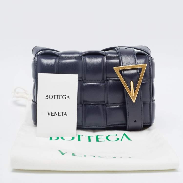 Pre Owned Bottega Veneta Dark Blue Padded Leather Cassette Crossbody Bag
