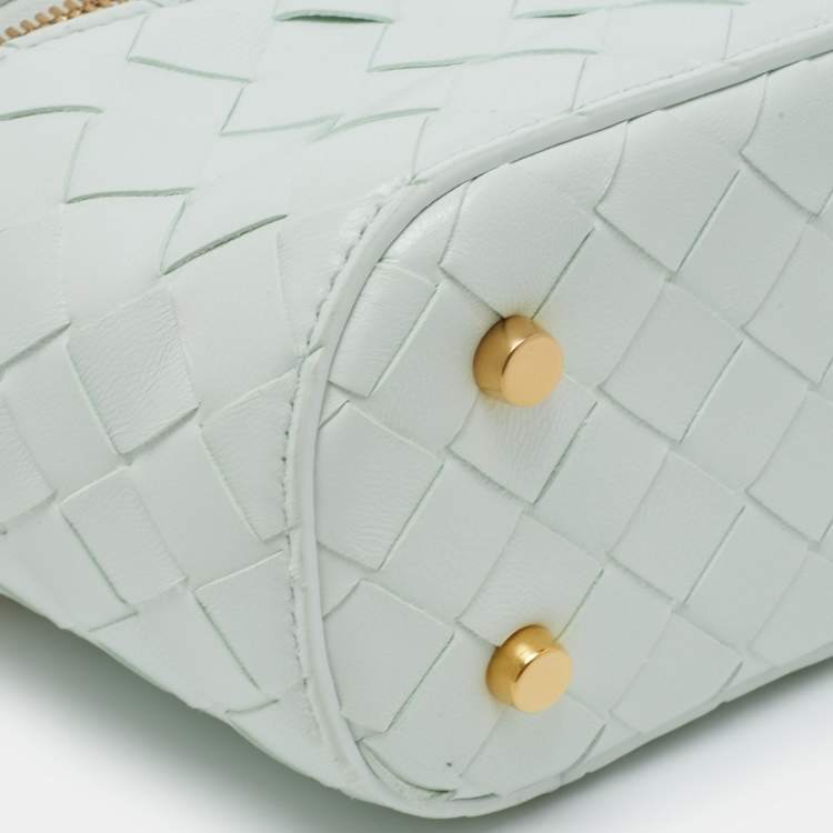 Pre Owned Bottega Veneta Glacier Intrecciato Leather Mini Vanity Case  