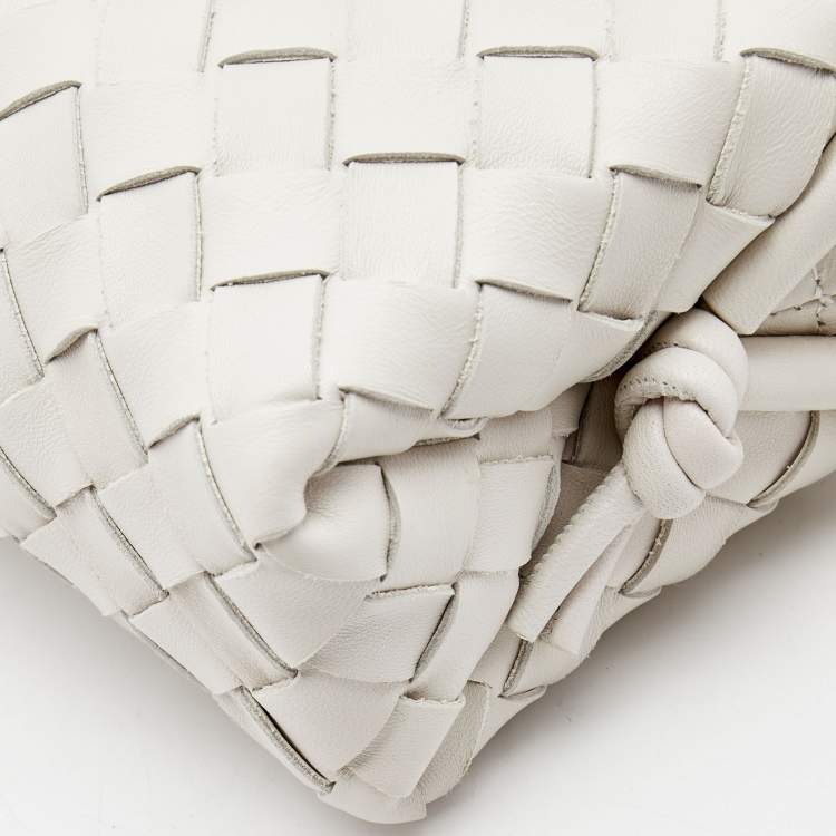 Pre Owned Bottega Veneta White Intrecciato Leather Mini Loop Camera Crossbody Bag