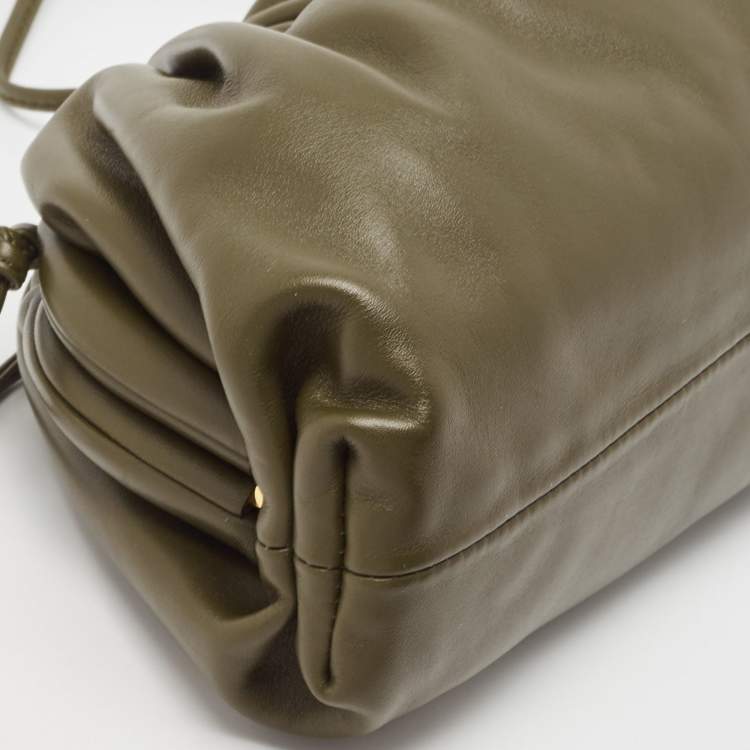 Pre Owned Bottega Veneta Olive Green Leather Mini The Pouch Bag