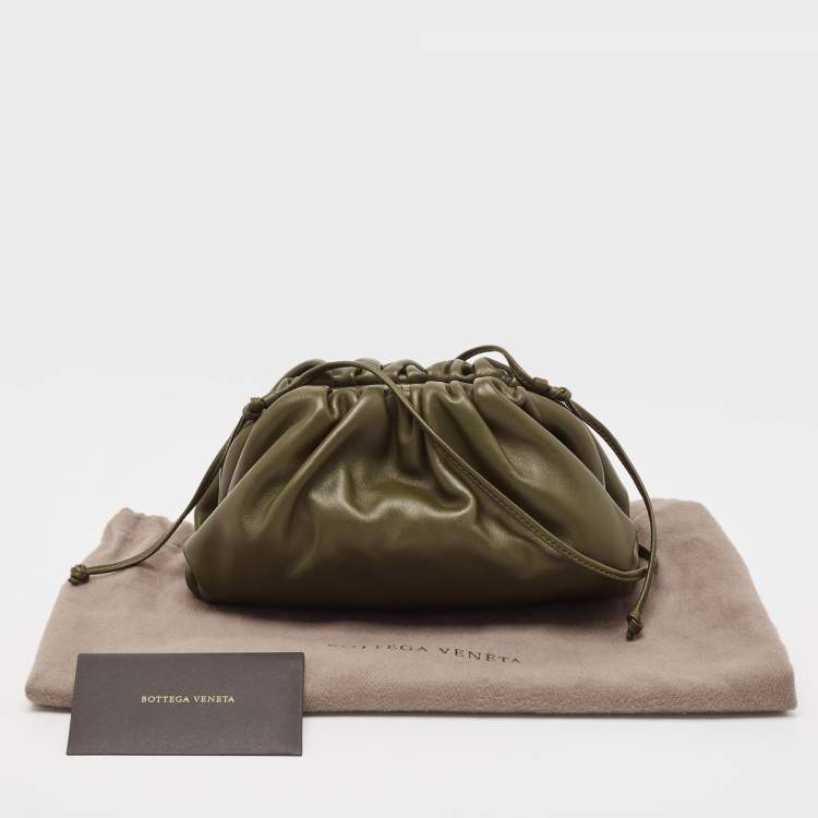 Pre Owned Bottega Veneta Olive Green Leather Mini The Pouch Bag