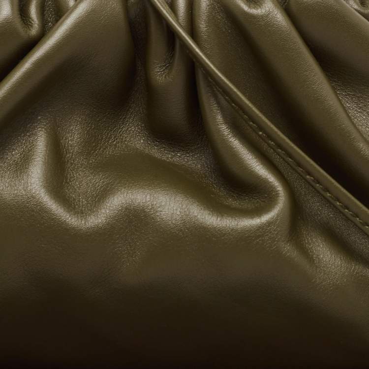 Pre Owned Bottega Veneta Olive Green Leather Mini The Pouch Bag
