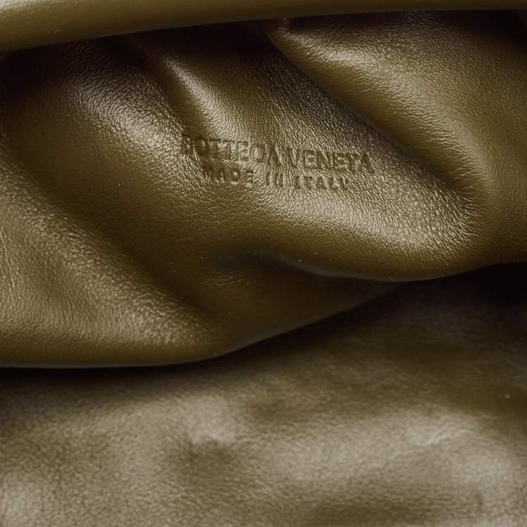 Pre Owned Bottega Veneta Olive Green Leather Mini The Pouch Bag