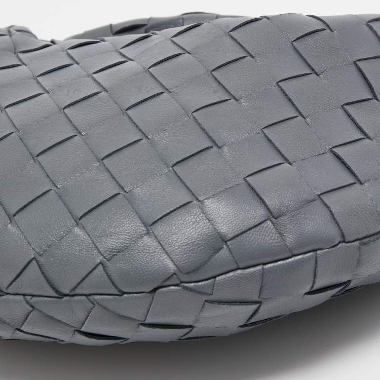 Pre Owned Bottega Veneta Grey Intrecciato Leather Mini Jodie Hobo