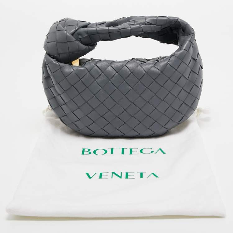 Pre Owned Bottega Veneta Grey Intrecciato Leather Mini Jodie Hobo