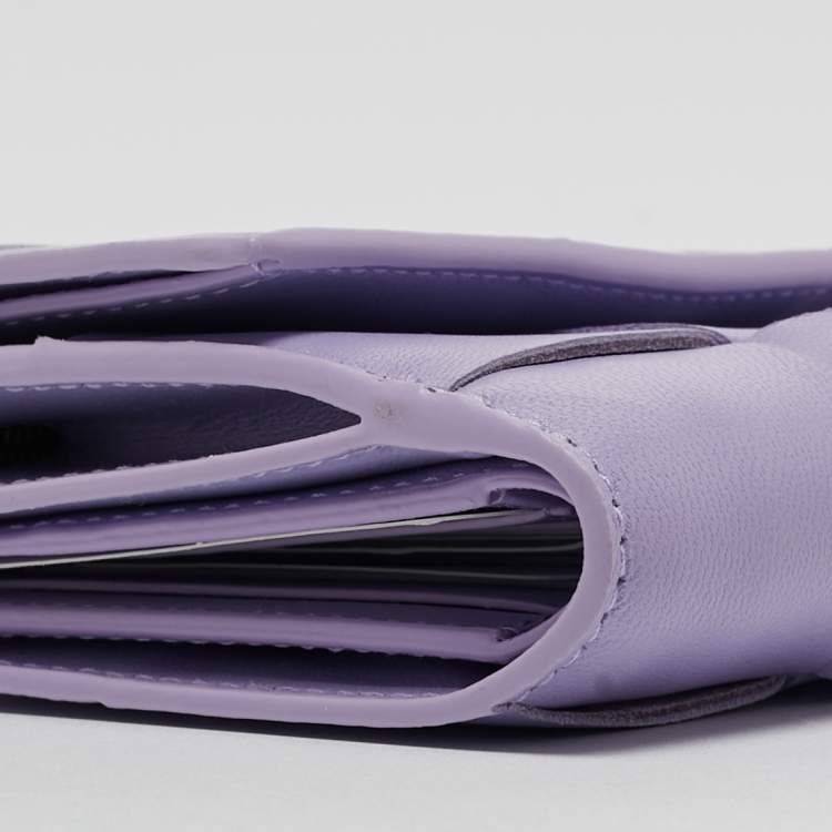 Pre Owned Bottega Veneta Lilac Intrecciato Leather Cassette Trifold Wallet