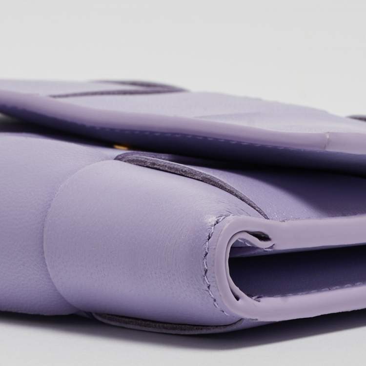 Pre Owned Bottega Veneta Lilac Intrecciato Leather Cassette Trifold Wallet