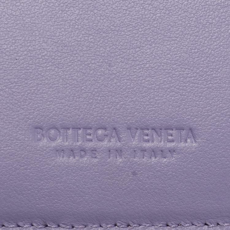 Pre Owned Bottega Veneta Lilac Intrecciato Leather Cassette Trifold Wallet