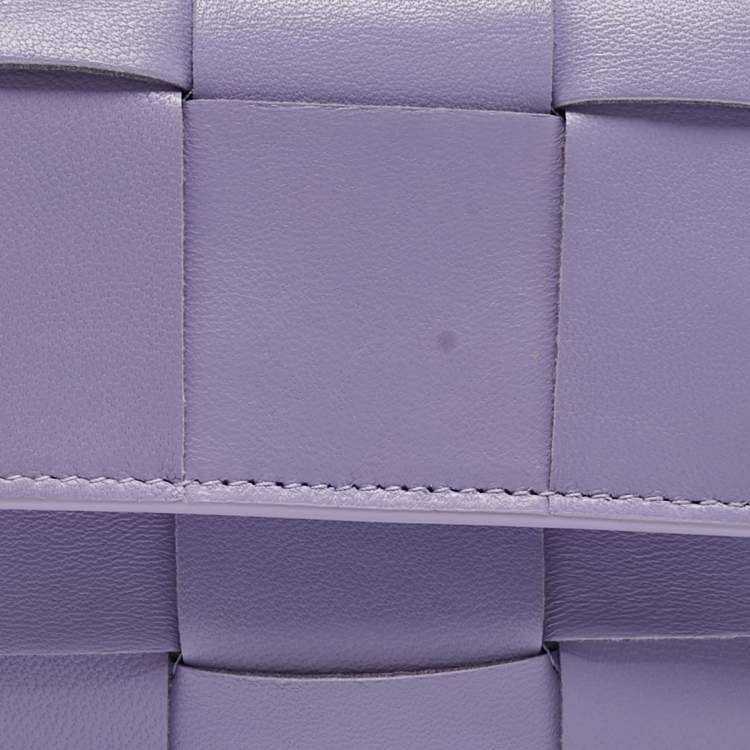 Pre Owned Bottega Veneta Lilac Intrecciato Leather Cassette Trifold Wallet