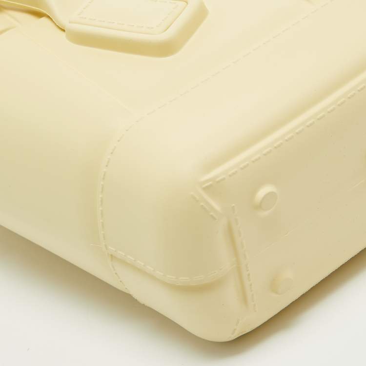 Pre Owned Bottega Veneta Cream Rubber Mini Arco Tote