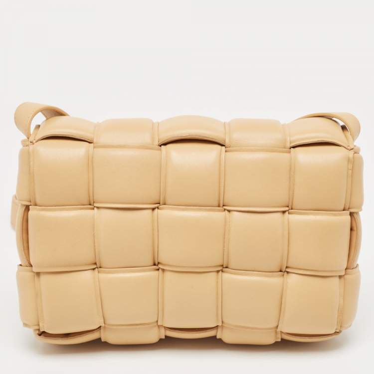 Pre Owned Bottega Veneta Beige Padded Leather Cassette Shoulder Bag