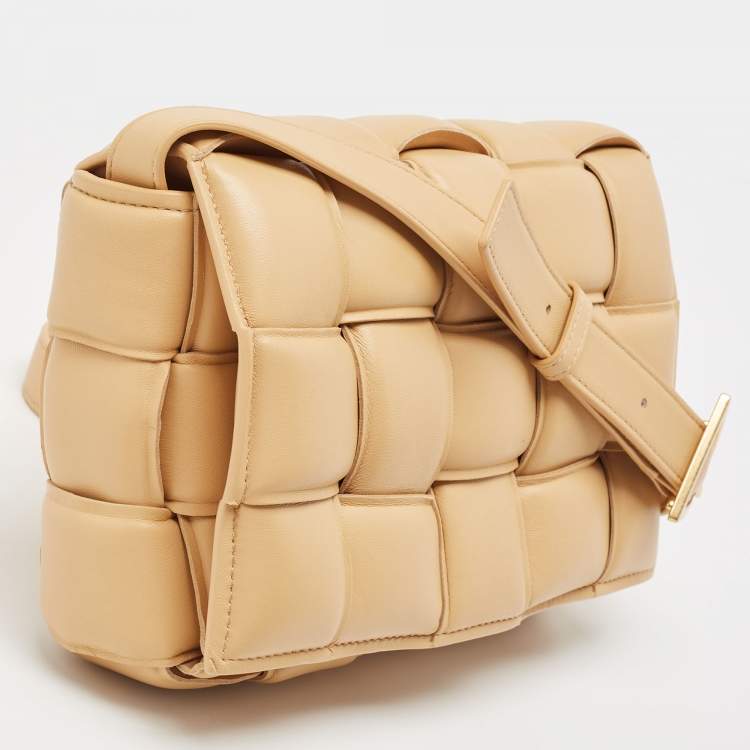 Pre Owned Bottega Veneta Beige Padded Leather Cassette Shoulder Bag