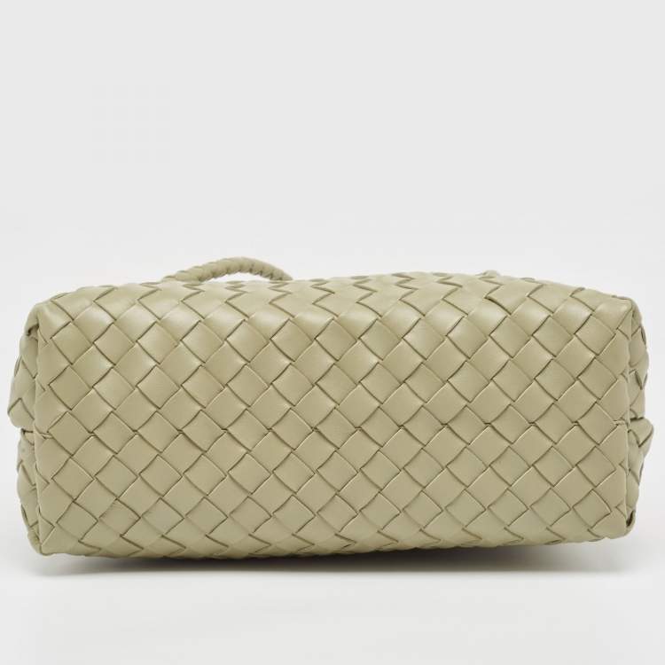 Pre Owned Bottega Veneta Khaki Green Intrecciato Leather Medium Andiamo Top Handle Bag