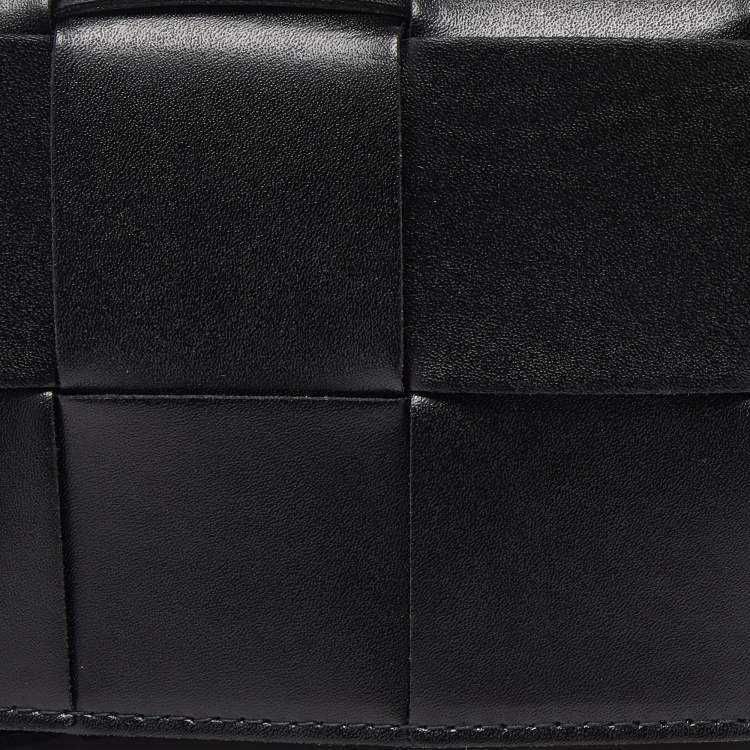 Pre Owned Bottega Veneta Black Intrecciato Leather Mini Cassette Belt Bag