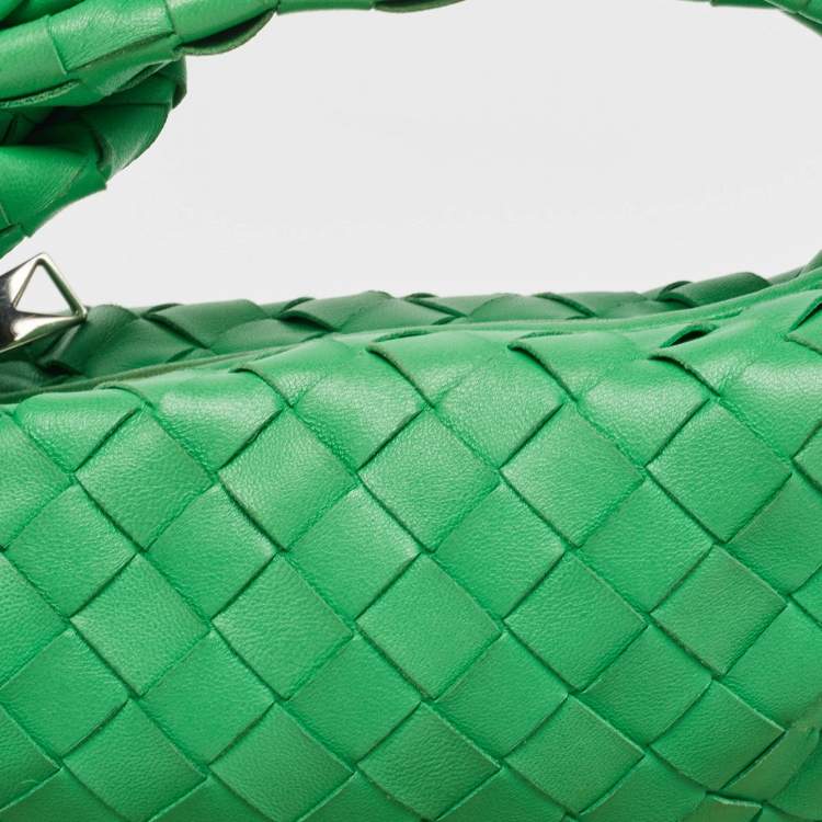 Pre Owned Bottega Veneta Green Intrecciato Leather Mini Jodie Hobo