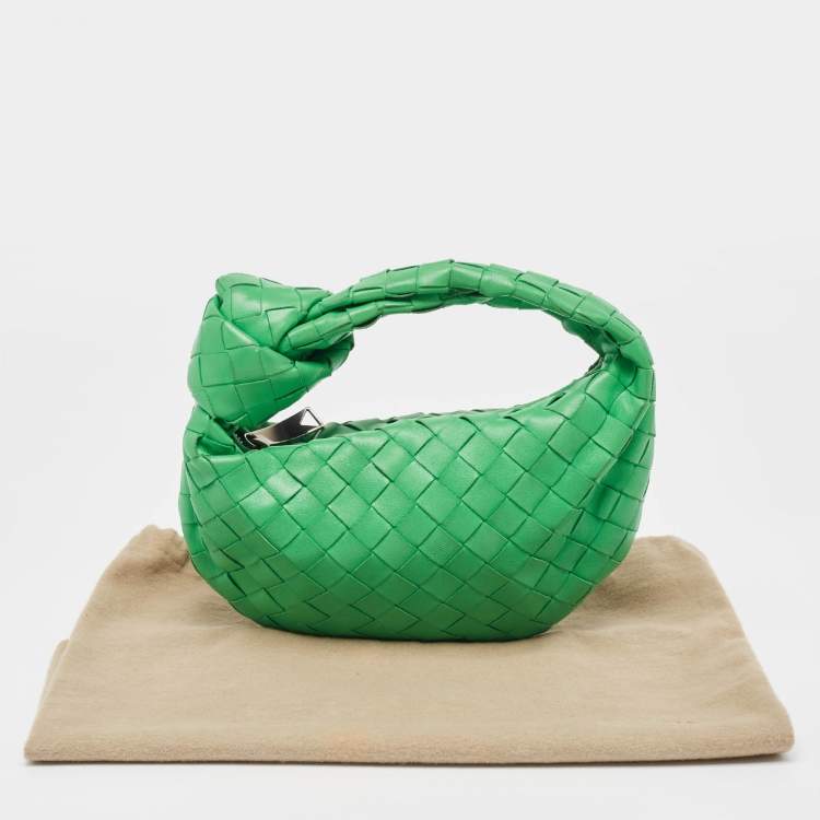 Pre Owned Bottega Veneta Green Intrecciato Leather Mini Jodie Hobo