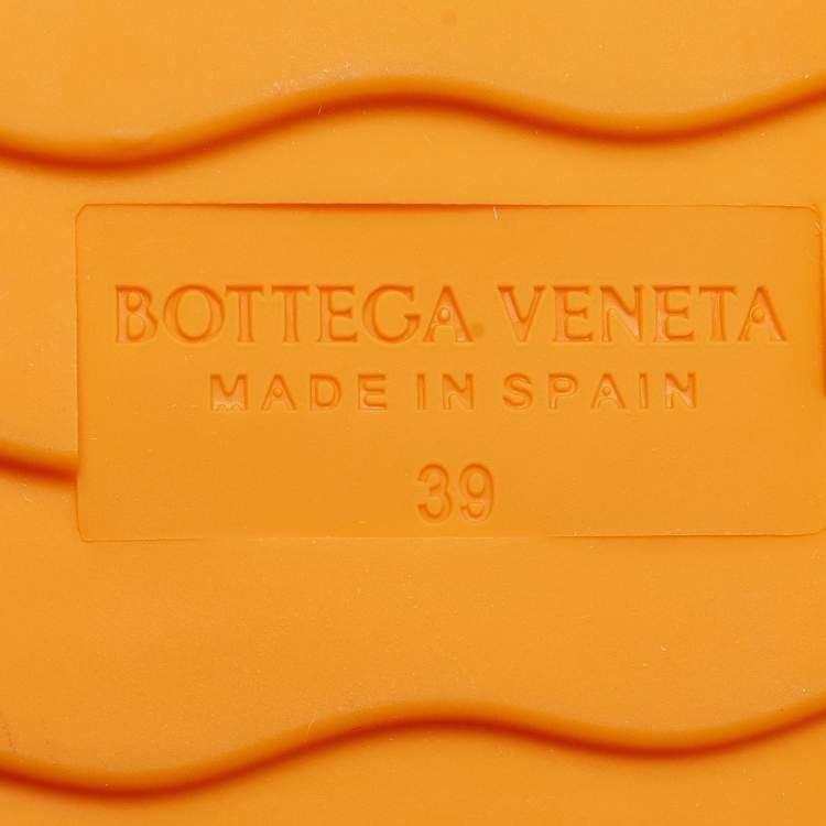 Pre Owned Bottega Veneta Orange Mesh and Leather Wedge Espadrille Ankle Wrap Pumps Size 39