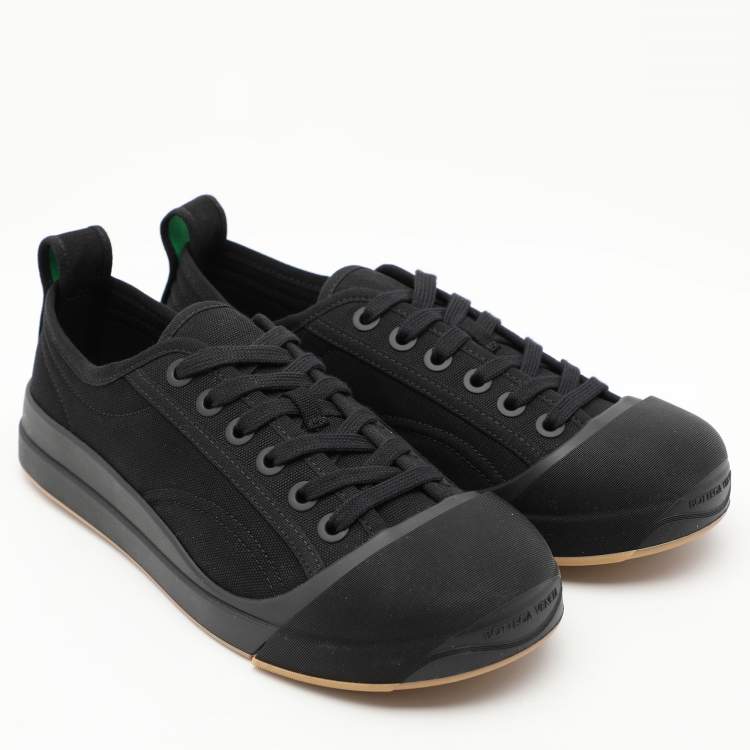 Pre Owned Bottega Veneta Black Canvas Vulcanized Sneakers Size 39