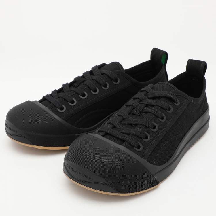 Pre Owned Bottega Veneta Black Canvas Vulcanized Sneakers Size 39