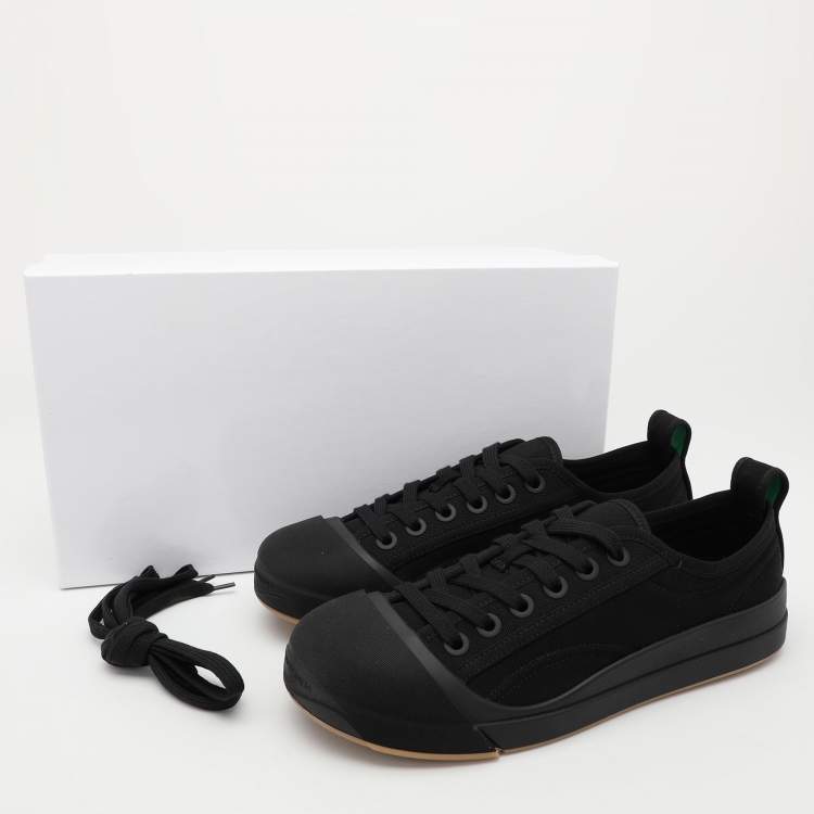 Pre Owned Bottega Veneta Black Canvas Vulcanized Sneakers Size 39