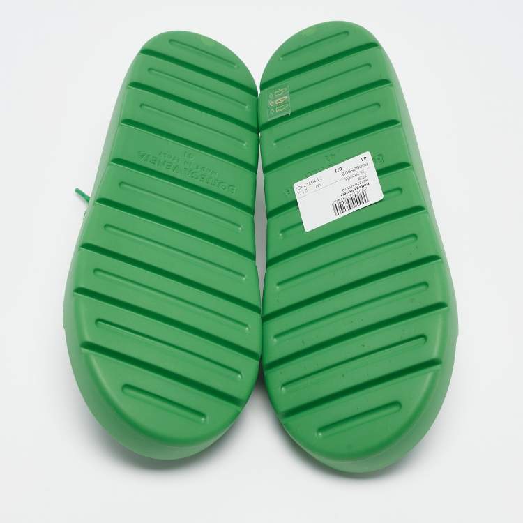 Pre Owned Bottega Veneta Green Rubber Lace Up Flat Sandals Size 41