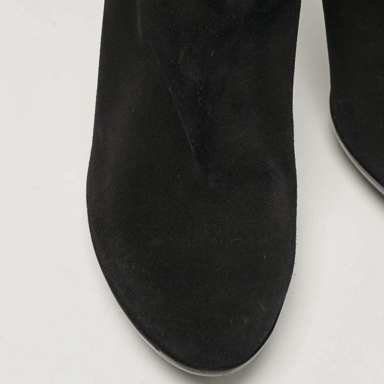 Pre Owned Bottega Veneta Black Suede Knee Length Boots Size 40