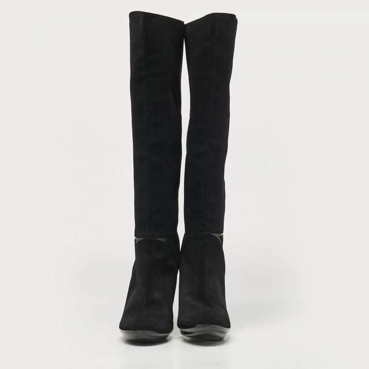 Pre Owned Bottega Veneta Black Suede Knee Length Boots Size 40