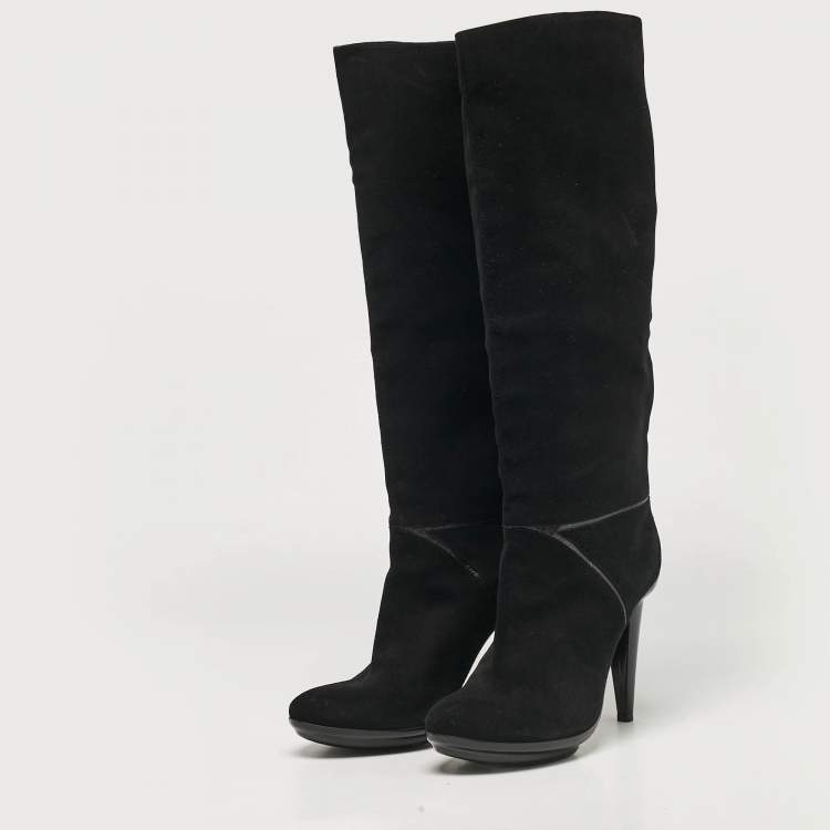 Pre Owned Bottega Veneta Black Suede Knee Length Boots Size 40