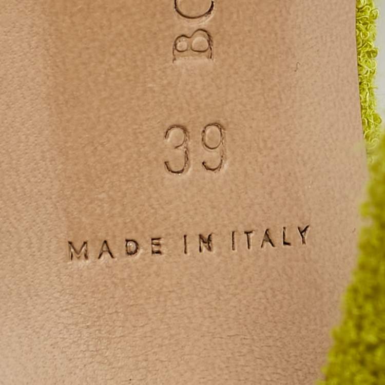 Pre Owned Bottega Veneta Green Terry Fabric Bow Slide Sandals Size 39