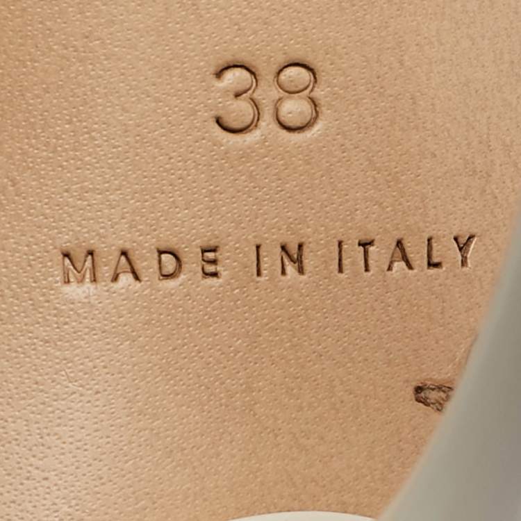 Pre Owned Bottega Veneta White Leather Dot Ankle Strap Sandals Size 38