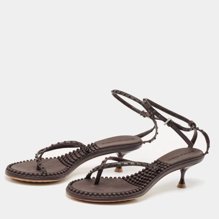 مملوكة مسبقًا Bottega Veneta Brown Leather Lagoon Bubble Sandals Size 36